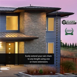 Rain Chains Direct Contempo Rain Chain Extension, 3 Feet Length, Aluminum, Black Powder Coated, Functional and Decorative Replacement for Gutter Downspouts