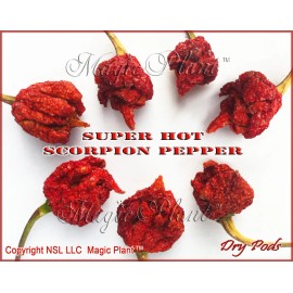 Magic Plant Farms Scorpion Pepper Whole Dried Pods  8oz (226.8g) | Trinidad Scorpion Peppers
