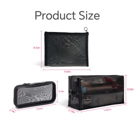Gyflo 3PCS Mesh Cosmetic Bag, Makeup Bags, Travel Toiletries Bag for Makeup Organizer Mesh Zipper Pouch for Home Offices Travel Accessories, 3 Assorted Sizes(Set-A)
