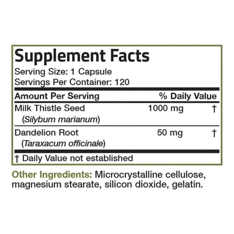 Milk Thistle 1000 Mg Bronson 120 Capsulas Sabor Neutro