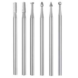 Gokoti 6 Pcs 3/32 Inch Shank Steel Engraving Router Bits, Olive Amber Carving Drill Bits for Rotary Tools (2.3mm Carving Bits)