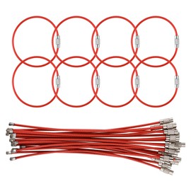 25 Pack Wire Keychain Cable,5.9 Inches Nylon Coated Stainless Steel Key Ring,Luggage Tag Loops,2mm Twist Barrel,Red