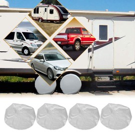 Tyre Covers Set of 4, Travel Trailer, Motorhome, Motorhome, Waterproof, Wheel Cover, Sun, Rain, Snow Protection, Fits Tyre Diameters from 27 to 29 Inches