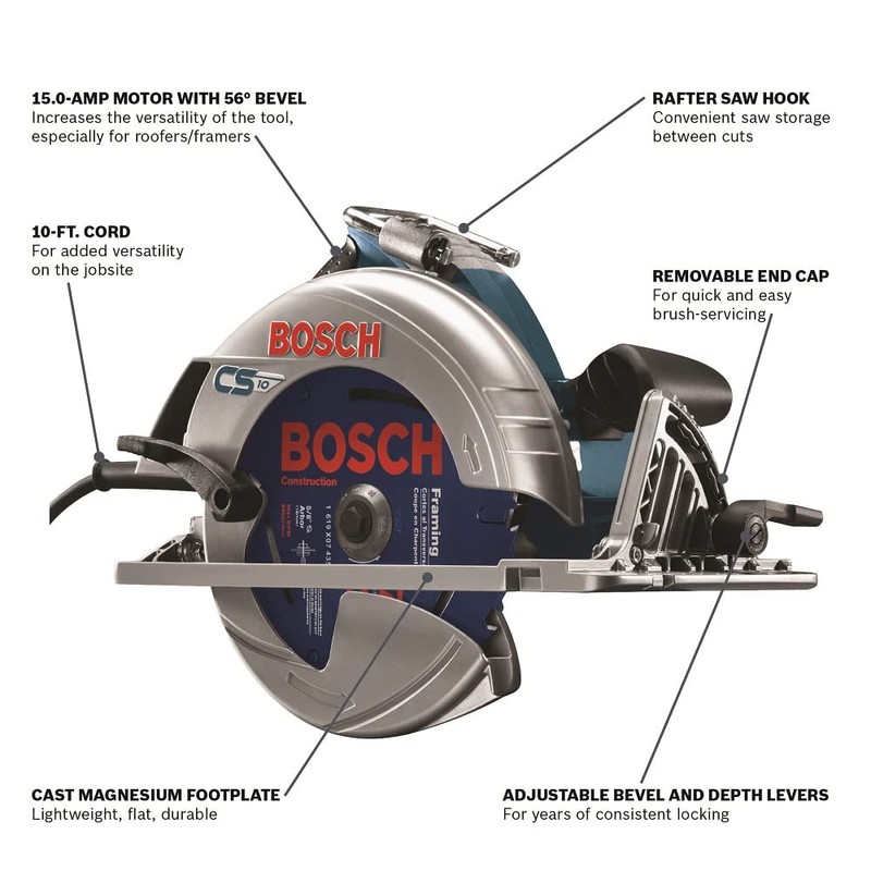 BOSCH CS10 15 Amp Circular Saw 7-1/4 Inch Blade 0-56