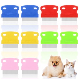 10 Pieces Tear Stain Remover Comb Dog Flea Comb Pet Grooming Comb Stainless Steel Teeth with Plastic Handle for Medium and Small Dogs Cats Removing Flea Dandruff Flakes and Stain