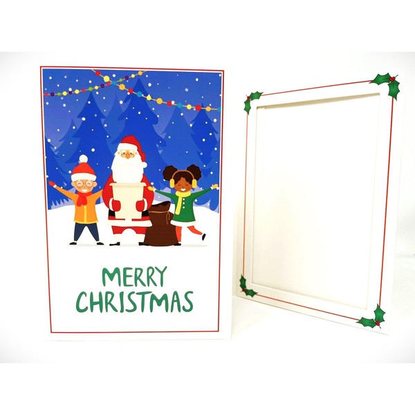 Christmas Photo Folders 4x6 (100 Pack). Slide-in Insert Holiday Picture folders. Great for Christmas Parties and Santa Claus Portraits. Beautiful Santa Claus Paper Cardboard Photo Folder.