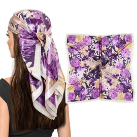 vimate Silk Like Head Scarf, Women's 35'' Satin Large Square Scarf Silk and Hair Scarf Headband for Women (style70)