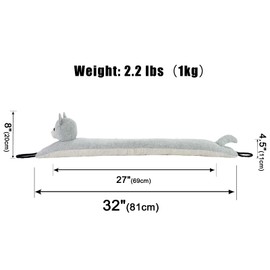 Marwood Under Door Draft Stopper Decorative Wind Stopper 32 inch for Door & Window, Weighted Animal Air Draft Stopper Snake Noise Blocker for Bottom of Door with Hanging Loops - Grey Cat