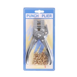 Eyelet Hole Punch Pliers Multi-function Hole Puncher with 100pcs Metal Eyelets Manual Puncher Press Tool Grommets Machine Grommet Eyelet Hole Opening Tool for Leather Clothes Belt