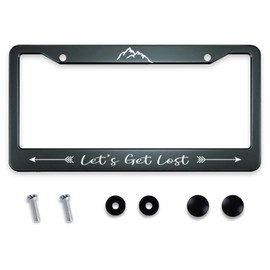 Smooffly Let's Get Lost License Plate Frame, Mountains Arrows Adventure License Plate Frame, Car Accessories License Plate Art 12.2 x 6.3 Inch