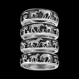 Mainland Silver Horse Band Ring • Native American Inspired • Sterling Silver • Navajo... - 14.5