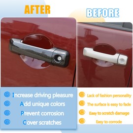 LLKUANG ABS Car Exterior Door Handle Decorative Cover Trim Fit for Toyota FJ Cruiser Handle Accessories 4pcs/Set (Carbon fiebr Pattern)