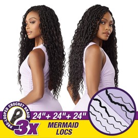 Sensationnel Lulutress crochet braiding hair - 3x mermaid locs 24 inch pre made diy all kanekalon synthetic locs twists (2 pack, T1B/30)