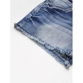 Flamingals Women's Ripped Stretchy Jean Shorts Mid Rise Skinny Denim Shorts Distressed Frayed Raw Hem Casual Summer Shorts Steel Blue XL