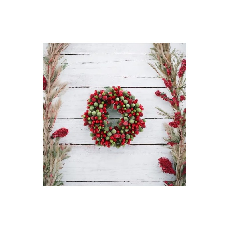 RAZ Imports 4.5" Festive Beaded Candle Ring, Red and Green,