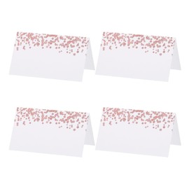 PATIKIL 25 Pack Reserved Table Signs, Seating Name Cards Rose Deco Tables Tent Blank Card for Wedding Restaurant Party Event Foodservice Banquets, White