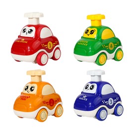 CHUNLINLAODA 4 Pieces Baby Wind-Up Car Toy Press and Go Toy Cars Car Toy Baby Car Racing Car Children's Toy Gift for Children Boys Girls Learning Toy