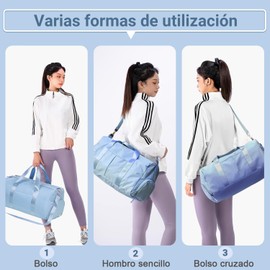 Dry Wet Bolsa de deporte para gimnasio con bolsillo separado, bolsa de lona con compartimento para zapatos, bolsa de viaje, entrenamiento, natación, yoga para mujeres y hombres (azul)