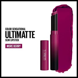 Maybelline Color Sensational Ultimatte Lipstick, Lightweight Comfortable Lip Color, Intense Color Pigment, Soft Powder, Matte Slim Lipstick, More Berr