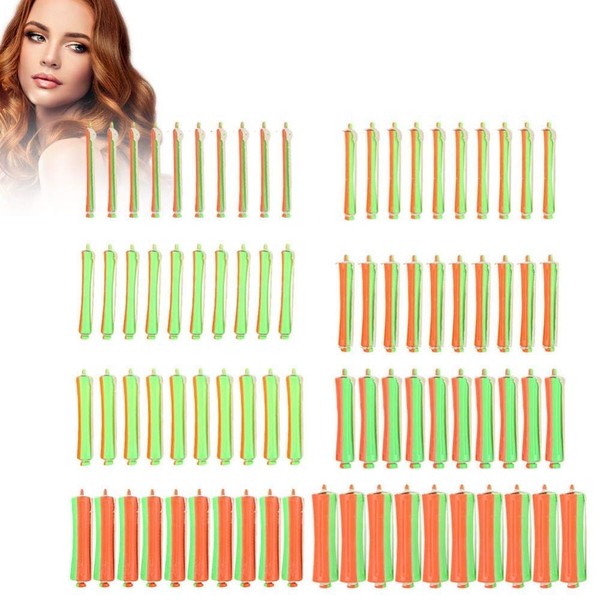 Hair Rollers, 80 Pieces Hair Rollers with Elastic Band Wave Heat Perm Bar 1-8 Sizes Hair Clip Curler Hairdresser Styling Tool