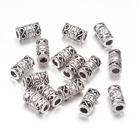 KISSITTY 50-Piece Tibetan Antique Silver Filigree Tube Beads 6mm in Dia. Column Spacer Long Loose Beads Jewelry spacers for Bracelets Rosary Beaded Necklace