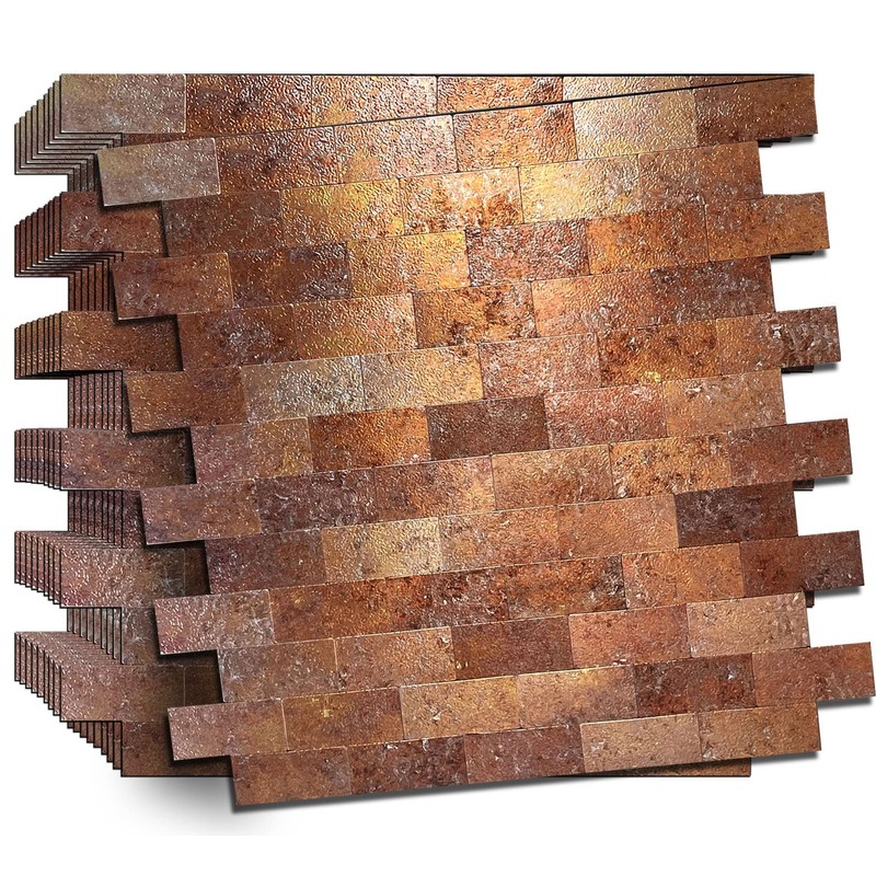 WEIMEISC 10 pcs Peel and Stick Tile Backsplash,Metal Subway Tile