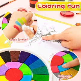 Finger Painting Kit, 25 Colors Washable and Innocuity Finger Drawing Kit with Book and 12 pcs Picture Stamps for DIY Craft