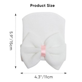 AQOKKA 4 Pack Newborn Baby Hats Toddler Infant Hat with Bow No Scratch Cotton Beanie Caps Soft Newborn Hospital Hat 0-3 Months