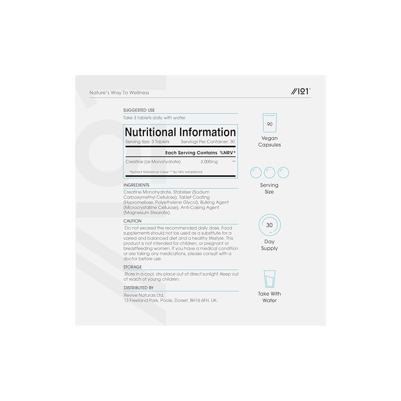 Creatine Monohydrate 3000mg – 90 Vegan Tablets – Proven to