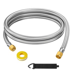 6 Feet 3/8" Propane Hose Extension with Female Flare on Both Ends, stainless steel Braided 3/8 inch Propane Gas Line Extension Hose with 3/8" Female Flare Nuts, Supply Line Extension