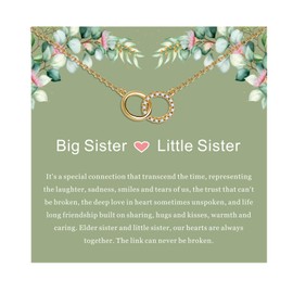 Huanggang Interlocking Double Circle Rings Bracelets 19K Gold Plated, Big Sister Little Sister Gift, Modern Infinity Two Interlocking Circles, Gold