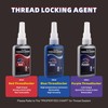Realth 50ml-3 Pack Threadlocker Purple Blue and Red M222 M243