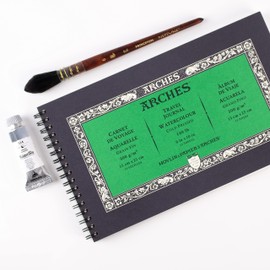 Arches Watercolor Journal 6x10-inch - 15 Sheets of 100% Cotton Paper - Natural White, 140 lb Cold Press - for Gouache, Ink, Acrylic and More