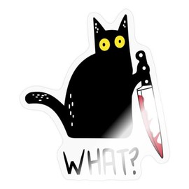 Spreadshirt Black Cat What? Stickers 10 x 10 cm Glossy Transparent