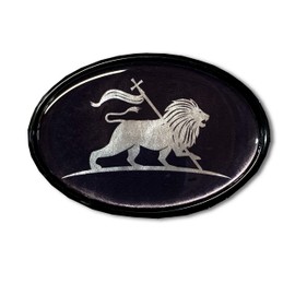 Lion of Judah Black Oval Emblem Car Domed Sticker 3D 3.25"x 2.25" Jewish, Rasta