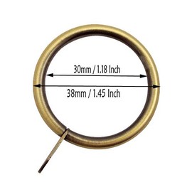 iPEAK 60 Pack Metal Brass Curtain Rings Hanging Hooks, 30mm Internal Diameter (Brass, 60 Rings)