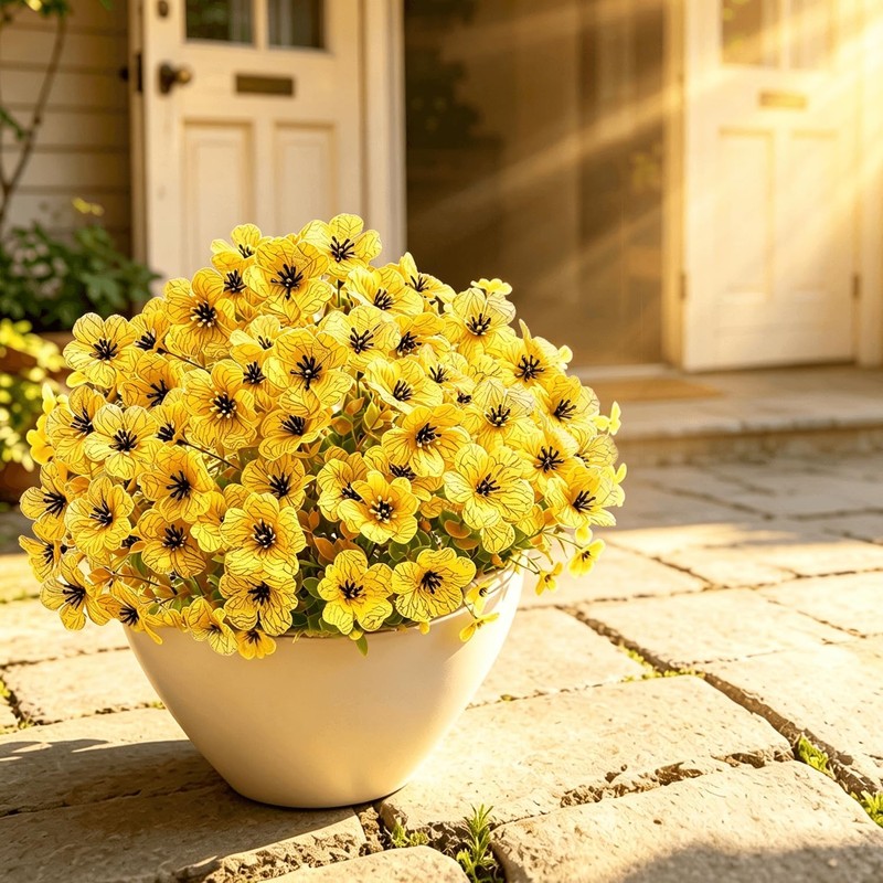 12 Plantas Artificiales con Flores para Decoración al Aire Libre