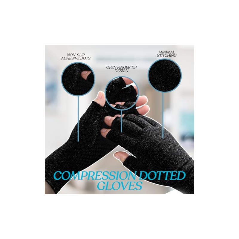 Hotcakes Fingerless Compression Arthritis Gloves for Women & Men with
