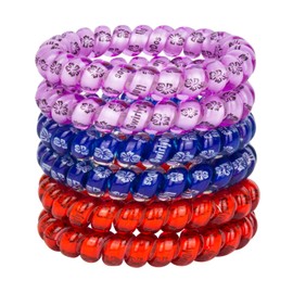Lindo LARGE SWIRLYDO Premium Waterproof Coil Hair Ties, No Pony Line, No Headaches, No Slip, Strong Gentle Accessory for Women, Multi-colored (3pk - 6pcs total) (Hibiscus Print)