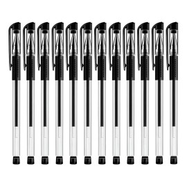 Bolígrafo De Gel Tinta Negra Punta Fina 5mm 12pzas Negro