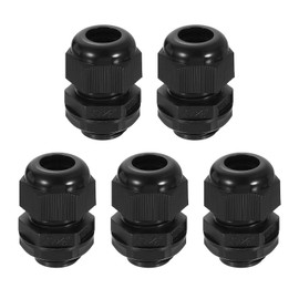 sourcing map 5Pcs G 3/8" Nylon Cable Glands, Waterproof Cord Grip Connector, Adjustable 4-8mm Wire Grommet Protectors with Gaskets and Locknut for Junction Box, Black