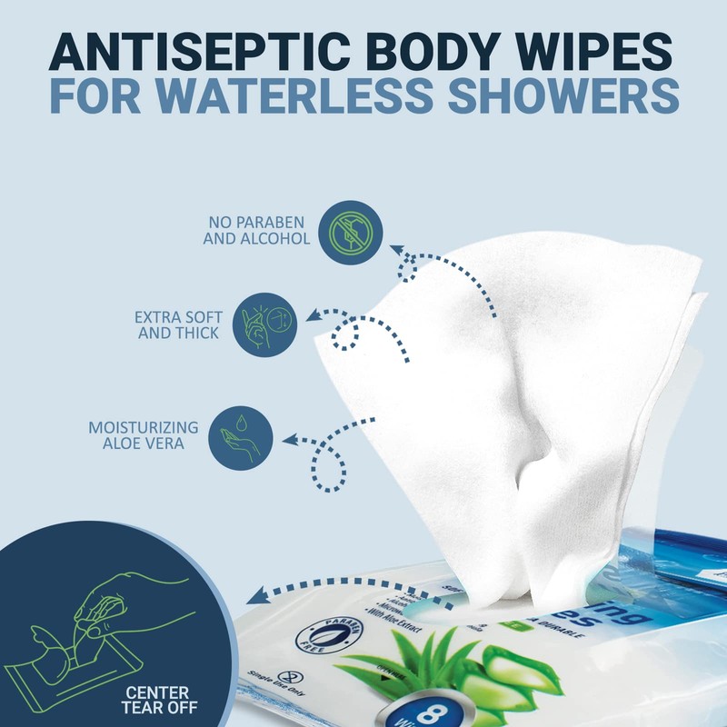 MED PRIDE Hospital Wipes for Bathing, Waterless Rinse Free Bath
