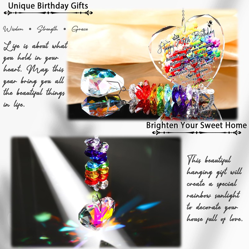 Ornalrist 75th Birthday Gifts for Women Glass Suncatcher 75 Years