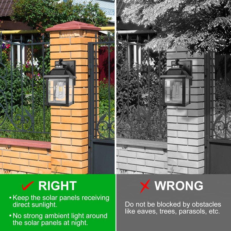 Kuniwa Solar Wall Lights Outdoor, Dusk to Dawn Solar Sconces,