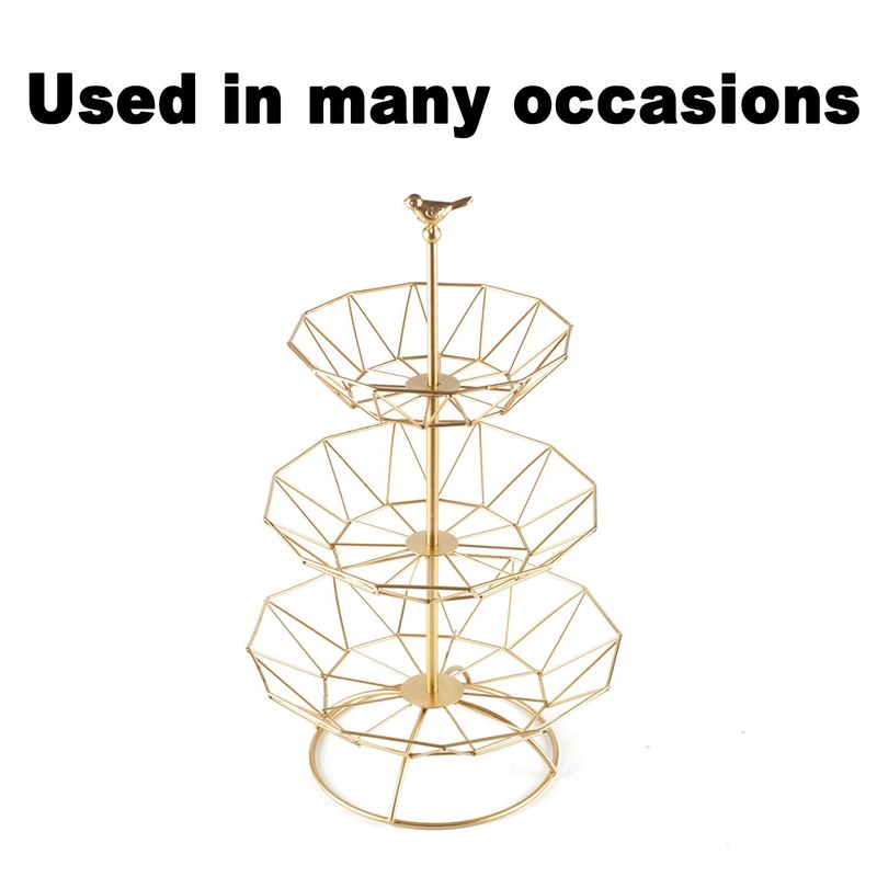 MINIDUO Wrought iron 3 Tier Fruit Tray Fruits Desserts Candy