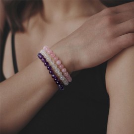 Risyfjew Crystal Bracelet for Women 8mm Healing Natural Stone Bracelet Bead Stretch Bracelet Amethyst Rose Quartz Tiger Eye Gift