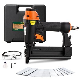 DOTOOL Pneumatic Brad Nailer,18 Gauge,2 in 1 Air Nail Gun Staple Gun,Accepts 2 Inch Brad Nails and Crown 1-5/8 inch Staples,with Carrying Case and 1000pcs Nails,for Carpentry, DIY,Woodworking
