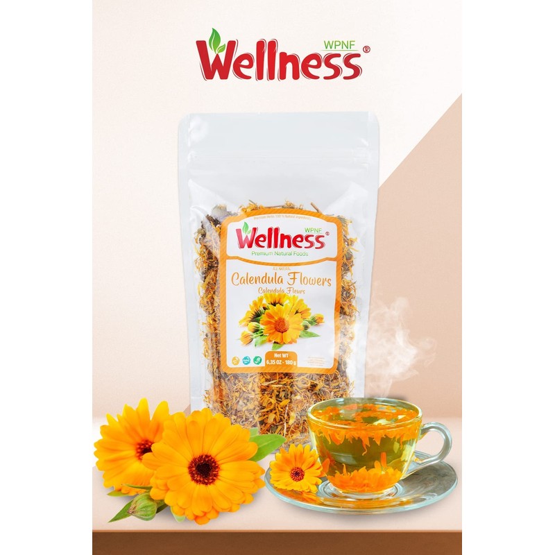 Wellness Organic Calendula Flowers Tea, Premium Calendula Tea for Skin