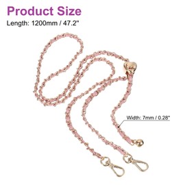 sourcing map 47.2'' Adjustable Purse Chain Strap Crossbody Chain Strap, Metal Leather Replacement Chain Strap for Handbag Shoulder Crossbody Bag Clutch Wallet (Pink, Gold Chain)