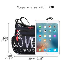 Floral Shoulder Bag Rural Style Fashion Women Bag European and American Style Vintage Bag Lightweight Zippers Messenger Bag (Lips)